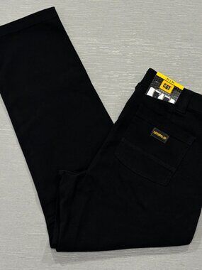 CAT Caterpillar Utility Work Pants Mens 32 x 32 Black Flex Waistband Cell Pocket